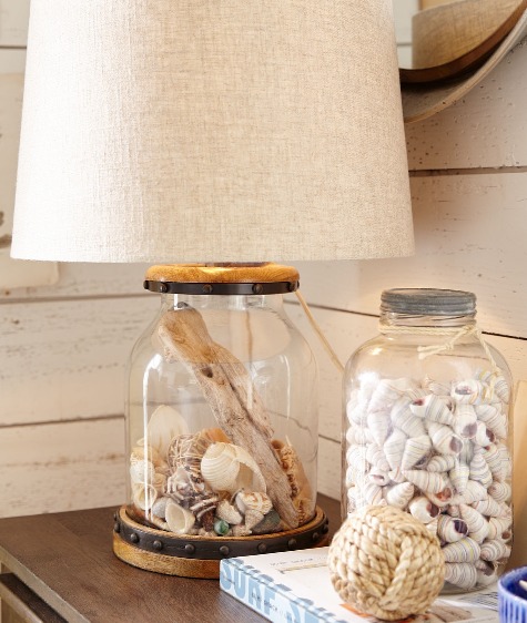 Fillable Glass Table Lamps Beach Shell Jar Lamps More